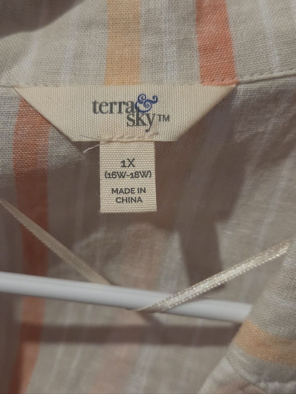 Terra & Sky Stripe Maxi Shirt Dress Plus Size 1X Coastal Cottagecore Style - Picture 2 of 7